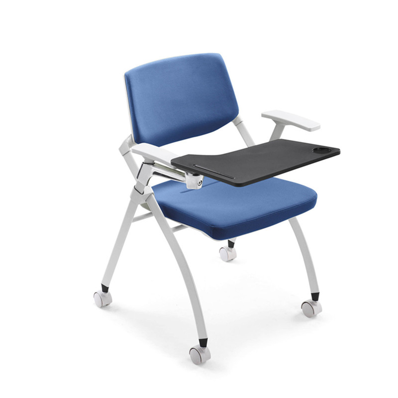 Folding seat stackable school chair training chair with writing table (7)