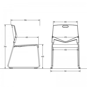 Full Plasitc Stackable And Connected Sled Base Training Chair GS2042B